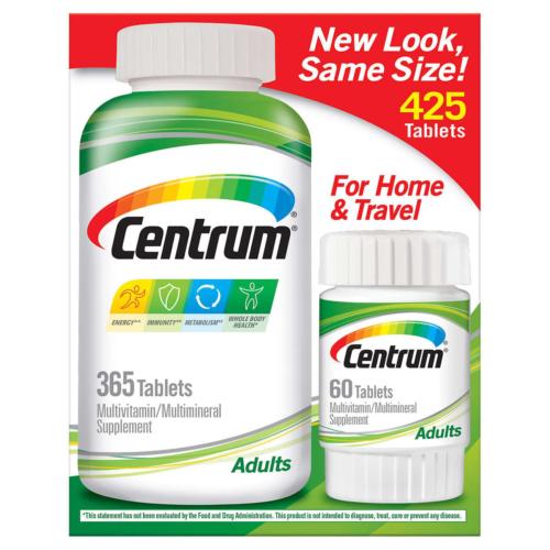 Centrum 425 Tablets Men Women Adult Multivitamin Mineral (365 + 60 Tabs) EXP