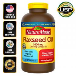 Nature Made Organic Flaxseed Oil 1400 mg 300 Softgels Support Healthy Heart EXP