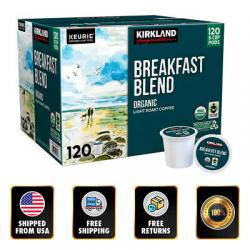 Kirkland Organic Coffee Breakfast Blend Recyclable K-Cup Pods 120 Count EXP