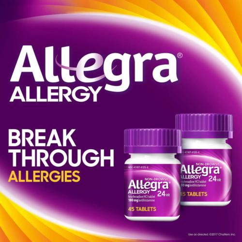 Allegra Allergy Non-Drowsy 90 Tablets Relieves Sneezing Itchy Eyes & Throat EXP