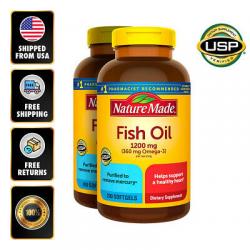 2 Bottles Nature Made Fish Oil 1200 mg 400 Softgels Omega-3 USP Verified EXP