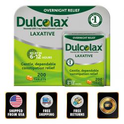Dulcolax Laxative 200 Tablets Bisacodyl 5mg Easy Swallow Stomach Gentle #1 EXP