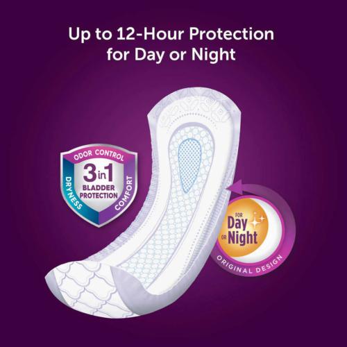 Poise Absorbent Long Pads 108 Count 12H Protection Quickly Lock Away Day Night