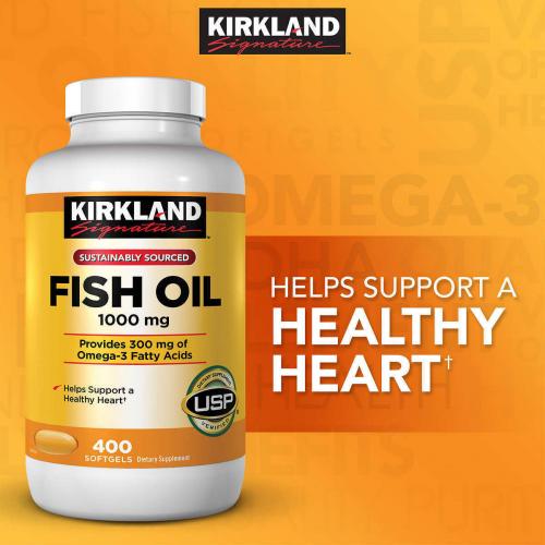 Kirkland Signature Fish Oil 1000 mg., 400 Softgels include 300mg of Omega 3