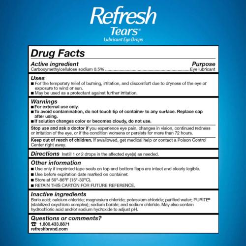 REFRESH TEARS Lubricant Eye Drops Relief Contacts Safe Multi-Pack 65ml x 4 +1
