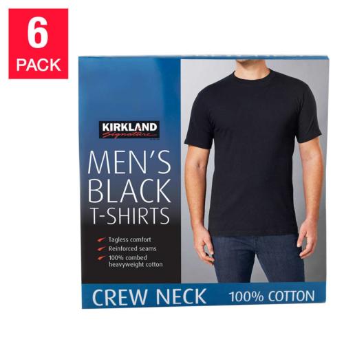 Kirkland Crew Neck T Mens Tee Undershirts Shirts Cotton Tagless Black S Small