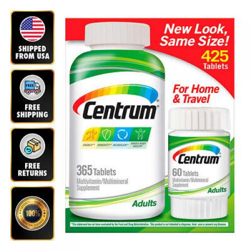Centrum 425 Tablets Men Women Adult Multivitamin Mineral (365 + 60 Tabs) EXP