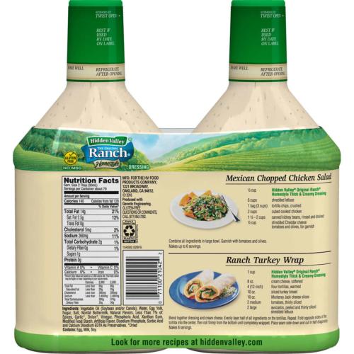 Hidden Valley Original Ranch Dressing 40 Oz 2 Count Gluten free No MSG EXP