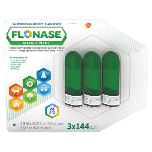 Flonase Allergy 24 Hour Relief (3 Bottles) 144 Sprays Each Nose & Eye EXP