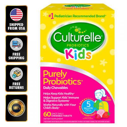 Culturelle Kids Chewables Probiotic 60 Tabs Supports Natural Defense System EXP