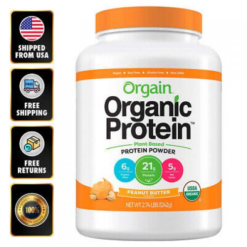 Orgain USDA Organic Plant Protein Powder 2.74 Pounds No Gluten Peanut Butter EXP