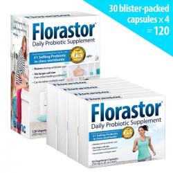 Florastor Daily Probiotic 250 mg., 120 Capsules (30 Vegetarian Cap. X 4 Pack)