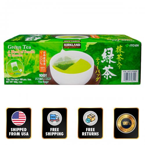 Kirkland Organic Green Tea Bags 1.5g 100-count Sencha/Matcha Hot & Cold Brewing