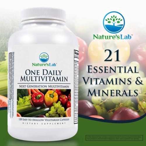 Natures Lab One Daily Multivitamin (120 Vegetarian Capsules) 21 Vitamins+ EXP