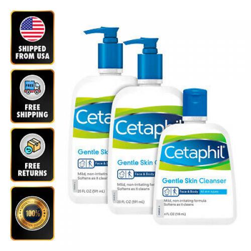 3 Pack Cetaphil Gentle Skin Cleanser Cetaphil 2x20 + 1x4 Oz Hypoallergenic EXP