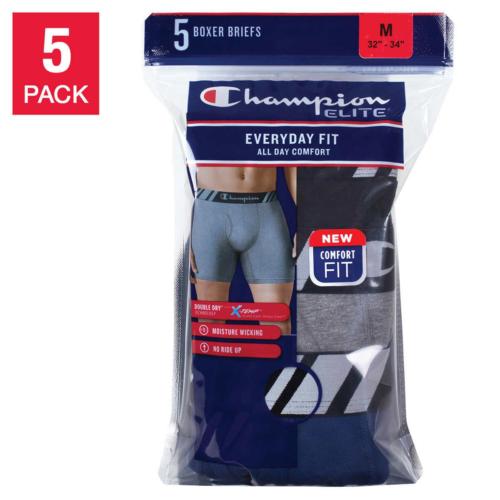 XL Champion Mens Boxer Briefs Shorts Underwear 5 pack