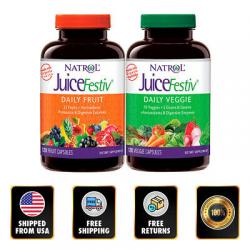 Natrol JuiceFestiv Daily Fruit & Veggie 240 Capsules Probiotics Antioxidants EXP
