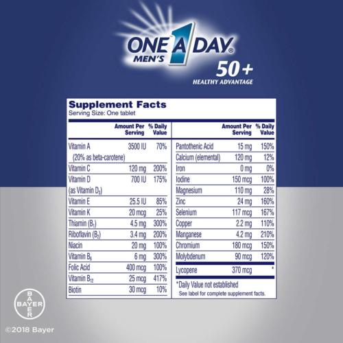 One A Day Mens 50+ Healthy Advantage Multivitamin 300 Tablets No Gluten EXP