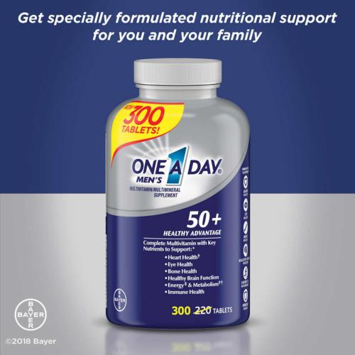 One A Day Mens 50+ Healthy Advantage Multivitamin 300 Tablets No Gluten EXP