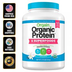 Orgain USDA Organic Plant Protein Superfoods Powder 2.70 Pounds Vegan Kosher EXP