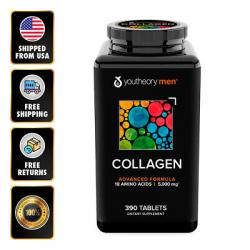 Youtheory Mens Collagen Advanced Formula Skin 390 Tablets 18 Amino Acids EXP
