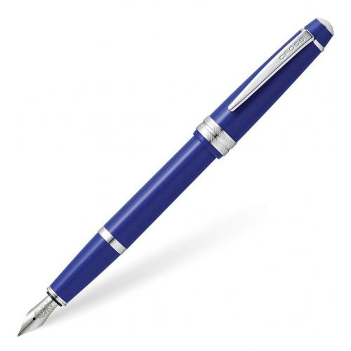 Cross Bailey Fountain Pen, Blue Lacquer, Medium Nib, 6 Free Cartridges, New