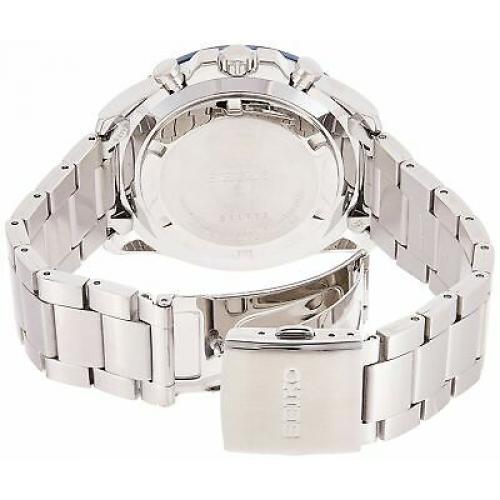 Seiko Men's 44mm Steel Hardlex Crystal Quartz Blue Dial Analog Watch SSB259P1
