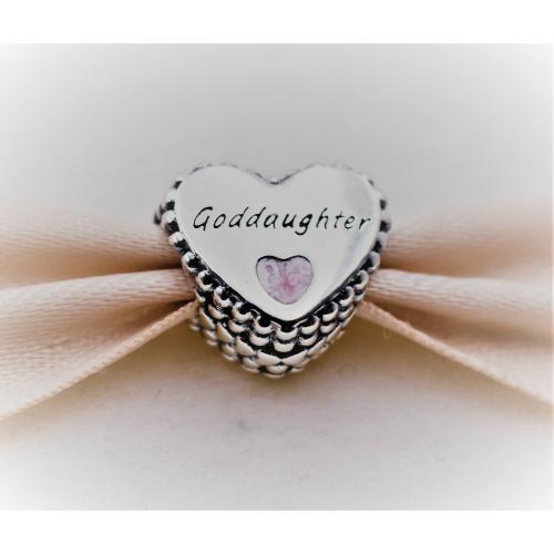 New Authentic Pandora Sterling Silver 925 Goddaughter Heart Charm 799147CZ01