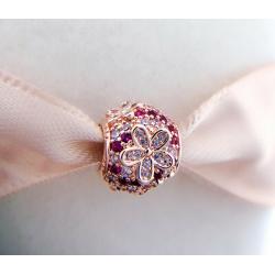 Authentic Pandora Pink Pavé Daisy Flower Charm Bead 788797C01