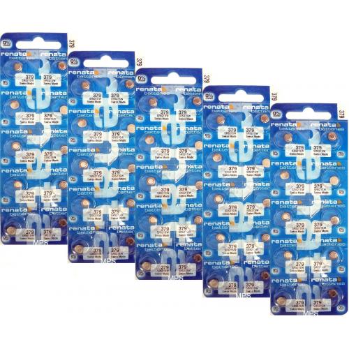 50 x 379 RENATA WATCH BATTERIES SR521SW (2 piece) New