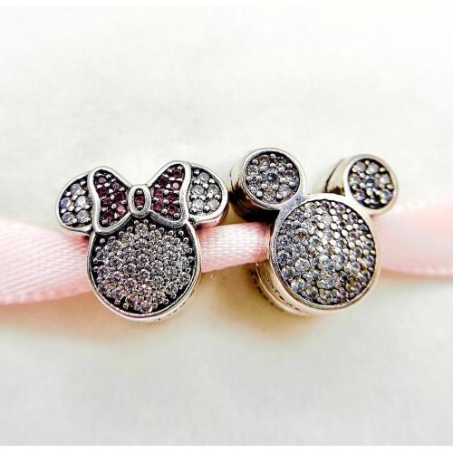 2 Pandora Silver 925 Disney Minnie Mickey Mouse Ears Clip Charms 791933 791931