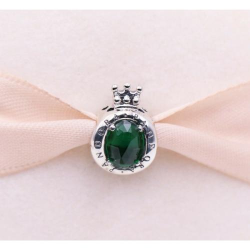 New Authentic Pandora Silver 925 Green Sparkling Crown Signature Charm 798266 