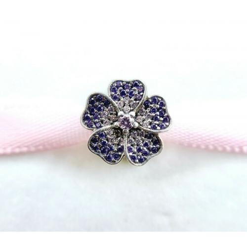 Authentic Pandora Silver 925 ALE Pink Sparkling Primrose Pave Charm 791481PCZ