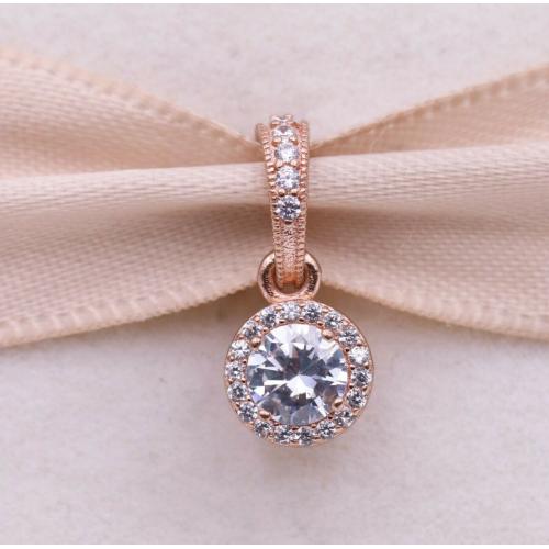 New Authentic Pandora Rose Gold Classic Elegant Clear CZ Pendant 380379