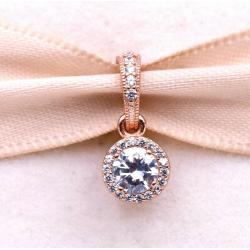 NEW Authentic Pandora Rose Gold Classic Elegant Clear  Pendant  Charm 380379