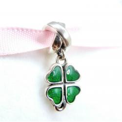Authentic Pandora Silver 925 ALE Four Leaf Clover Love Dangle Charm 790572EN25