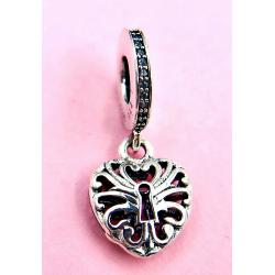 Authentic Pandora S925 ALE Intricate Heart Lock Pendant Charm 791876