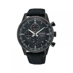 Seiko Men's 43.9mm Black Cloth Band Titanium Case Hardlex Crystal Watch SSB315P1