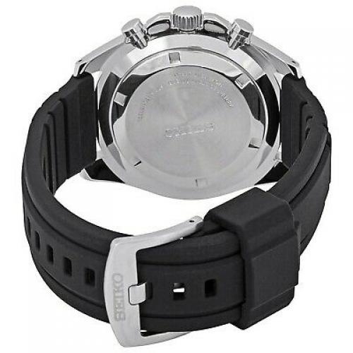 Seiko Men's 43.9mm Black Silicone & Steel Hardlex Crystal Quartz Watch SSB325P1