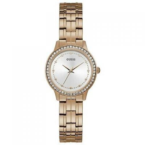 Guess Chelsea Quartz Crystal Silver Dial Ladies Watch W1209L3