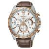 Seiko SSB306P1 Men's Chronograph White Dial Brown Strap Watch