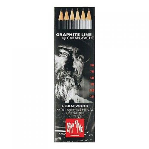 Caran D'Ache Grafwood 6 Piece Pencils Metal Box Set (775.306)