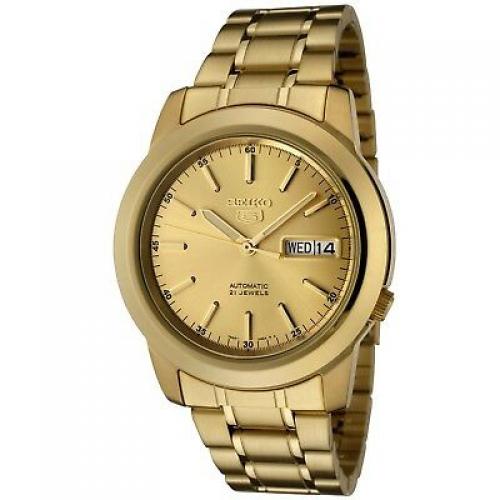 Seiko Men's SNKE56 Seiko 5 Automatic Gold Dial Gold-Tone Stainless Steel Watch
