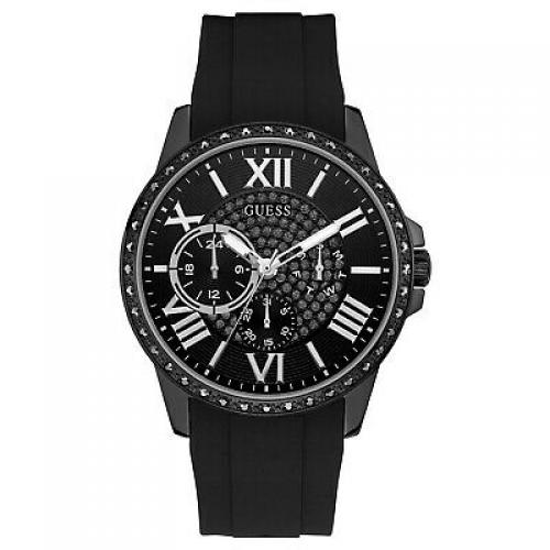 Guess Black Stainless Steel & Rubber Men's Watch W1185G2