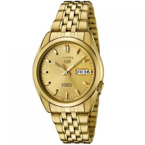 Seiko Men's SNK366K Seiko 5 Automatic Gold Dial Gold-Tone Stainless Steel Watch