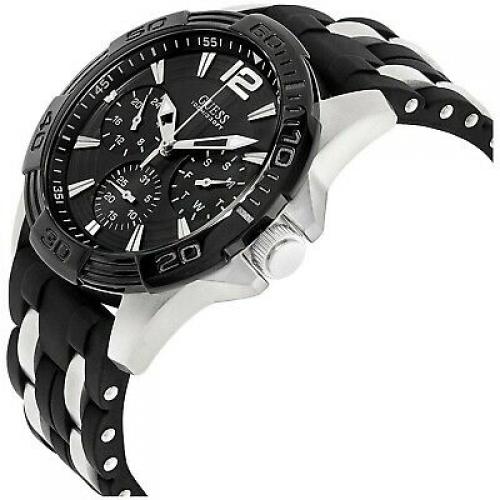 GUESS Men's Iconic Black,Stainless Steel Case,Silicone/Rubber Strap W0366G1 