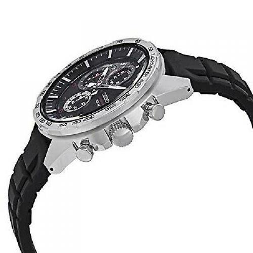Seiko Men's 43.9mm Black Silicone & Steel Hardlex Crystal Quartz Watch SSB325P1