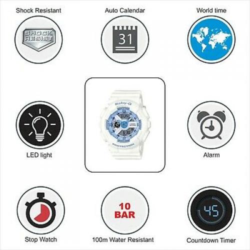 Casio Women's Baby G BA110BE-7A White Rubber Quartz Sport Watch