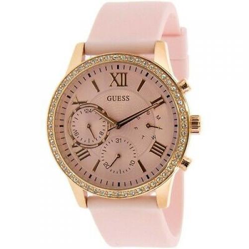 Guess Solar Quartz Pink Dial Ladies Multifunction Watch W1135L2