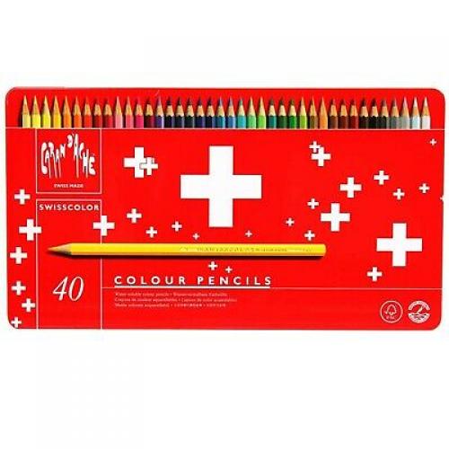 Caran D'Ache ART MATERIALS Swisscolor Pencils Metal Box, Set of 40 (1285.740)